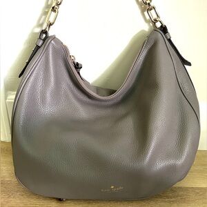 Kate spade grey leather hobo with gold hardware